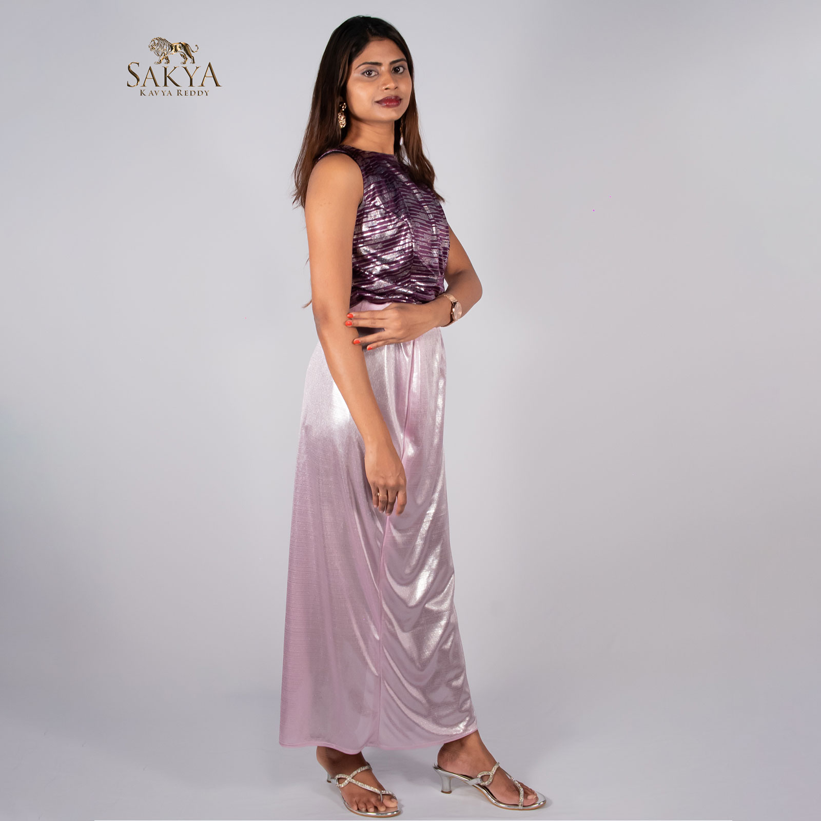 Shimmer Crop Top And Skirt Set